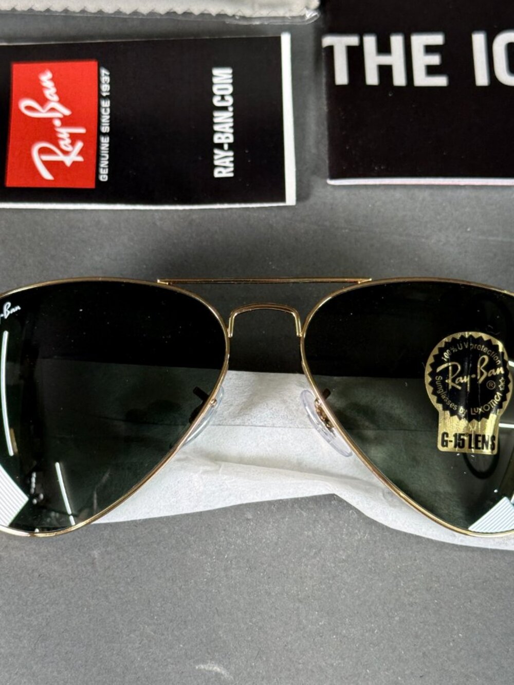 Ray-Ban RB3025 Aviator Large Metal Sunglasses Gold Arista / G-15 Green Lens 58mm